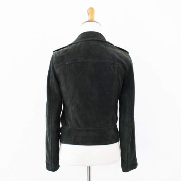 Allsaints Edwards Biker Goat Suede Leather Motorcycle Zipper Buckle Jacket, US 2 - Picture 5 of 15